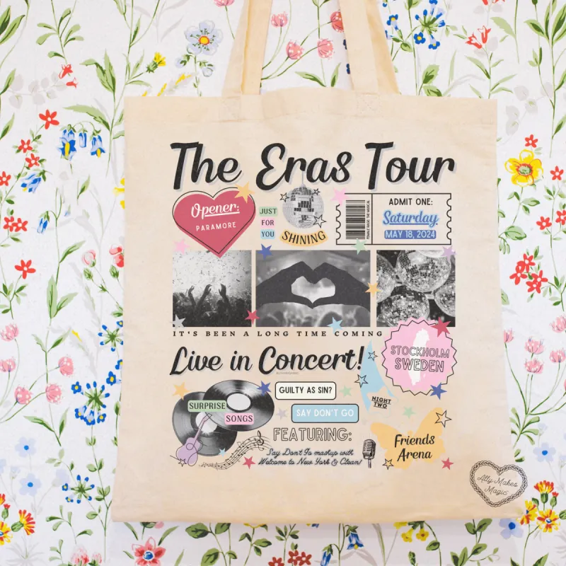 stockholm night 2 retro tote bag sold by Ally Makes Magic