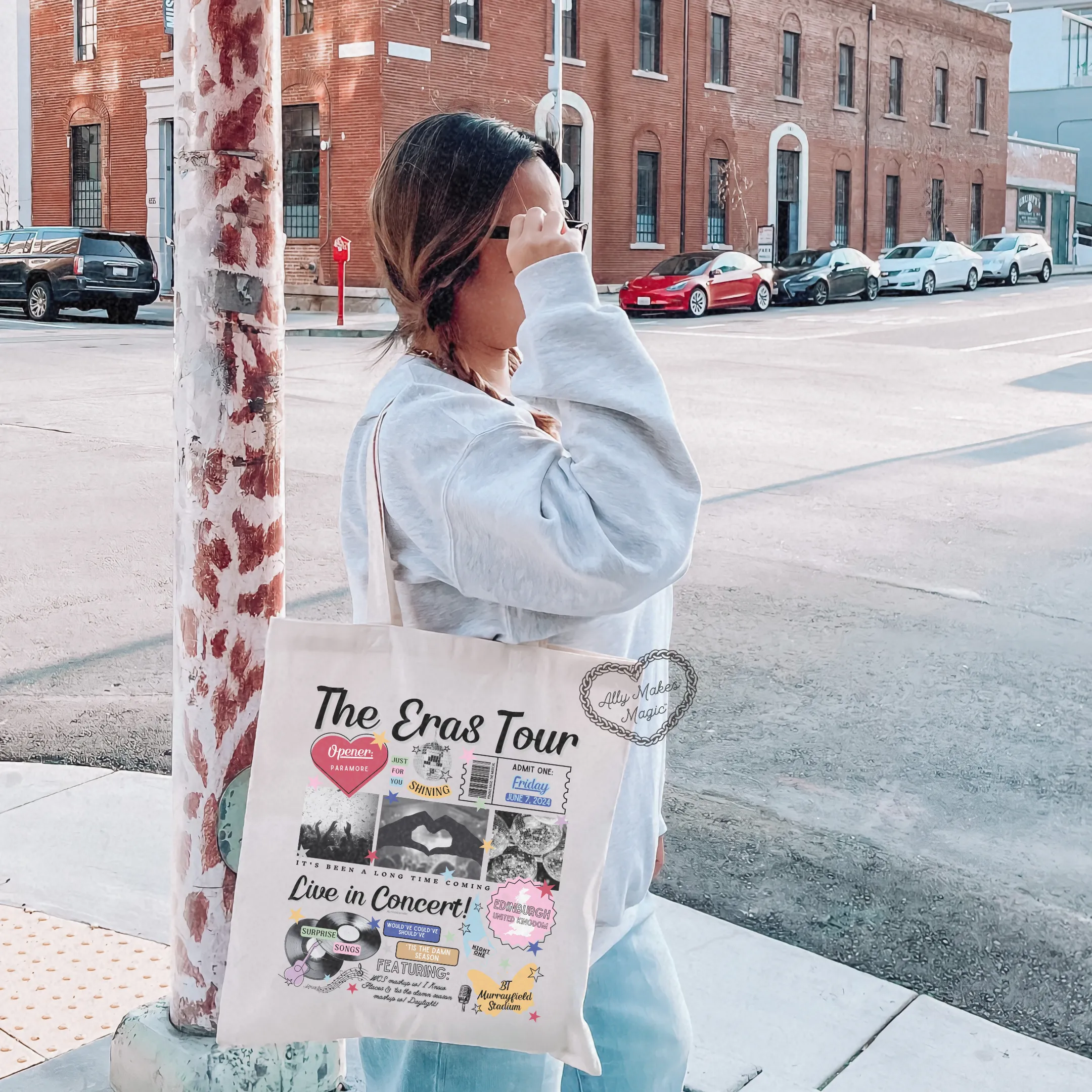 edinburgh night 1 retro tote bag sold by Ally Makes Magic