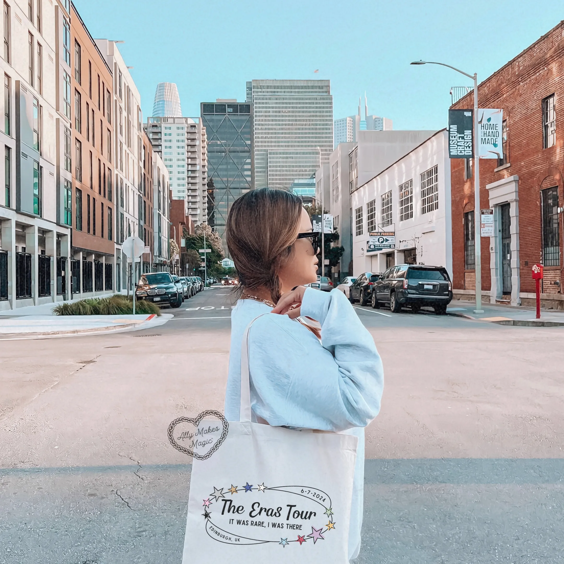 edinburgh night 1 retro tote bag sold by Ally Makes Magic product image thumbnail 2