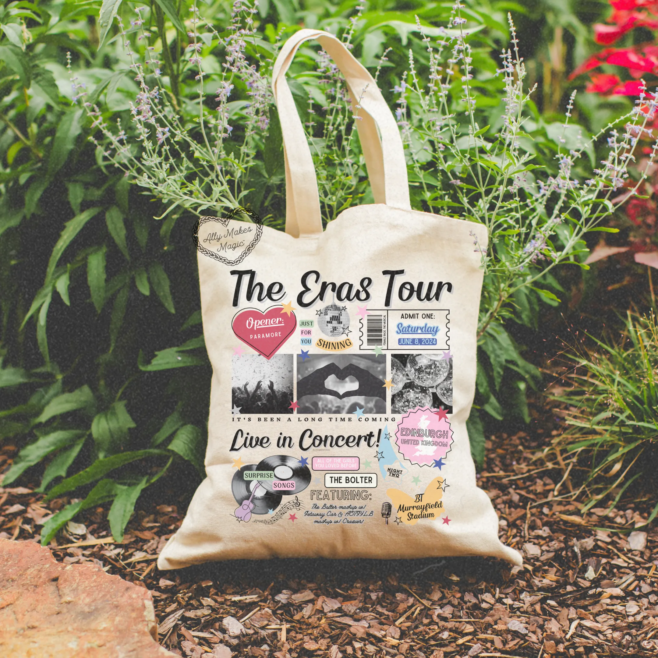 edinburgh night 2 retro tote bag sold by Ally Makes Magic