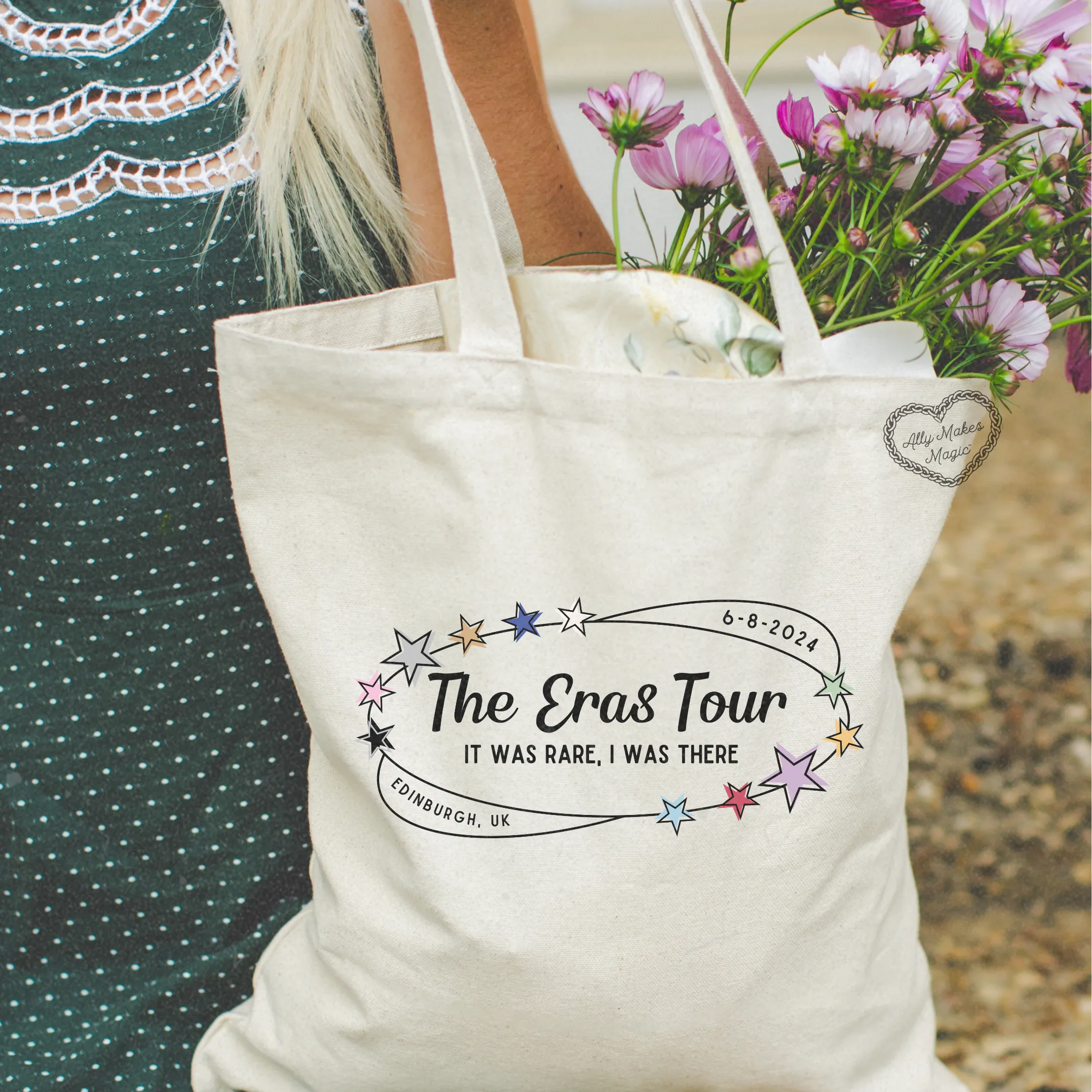 edinburgh night 2 retro tote bag sold by Ally Makes Magic product image thumbnail 2