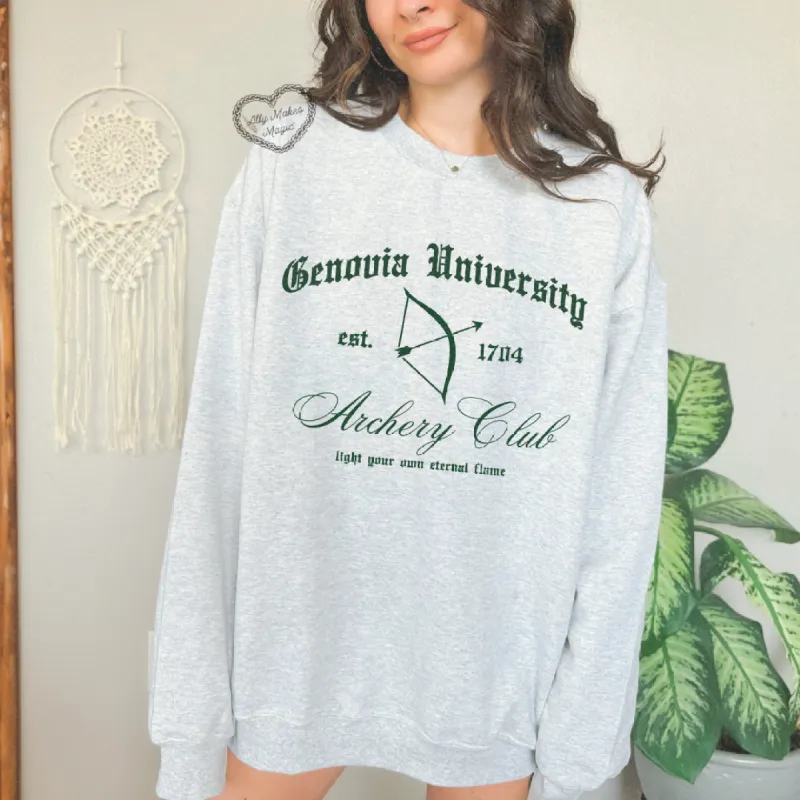 genovia archery club sweater sold by Ally Makes Magic