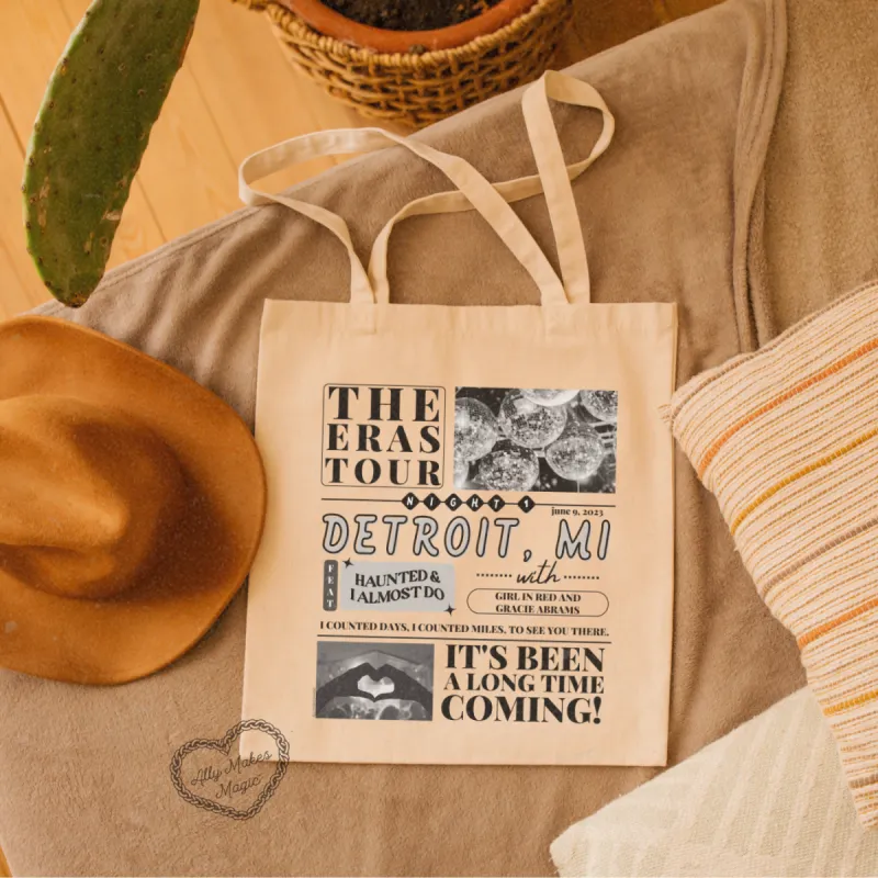 detroit night 1 tote bag sold by Ally Makes Magic
