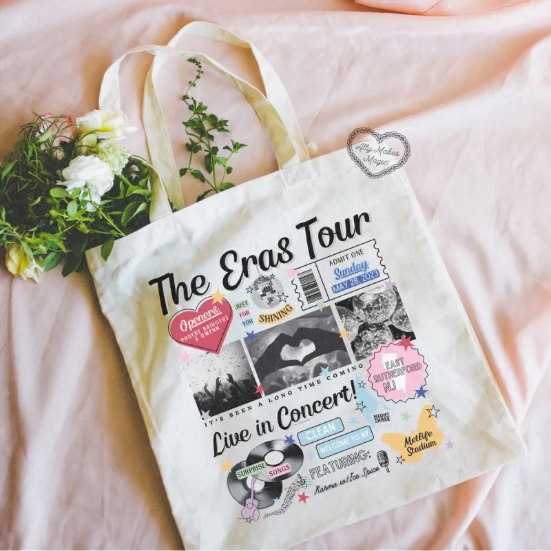 east rutherford night 3 retro tote bag sold by Ally Makes Magic