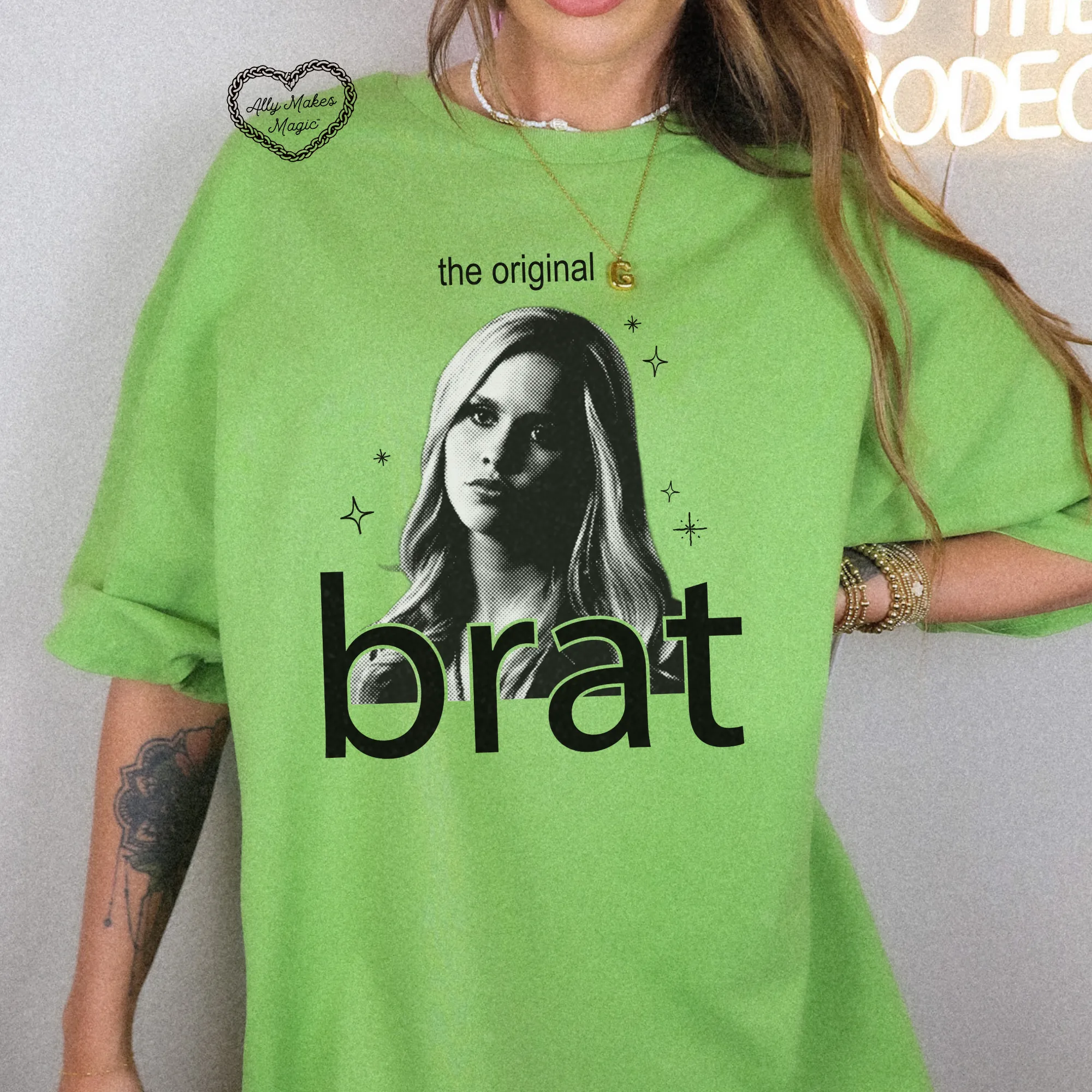 the original brat tee sold by Ally Makes Magic