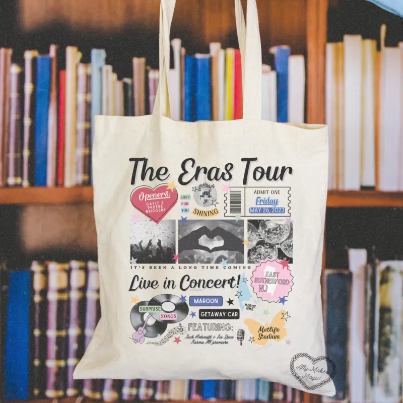 east rutherford night 1 retro tote bag sold by Ally Makes Magic