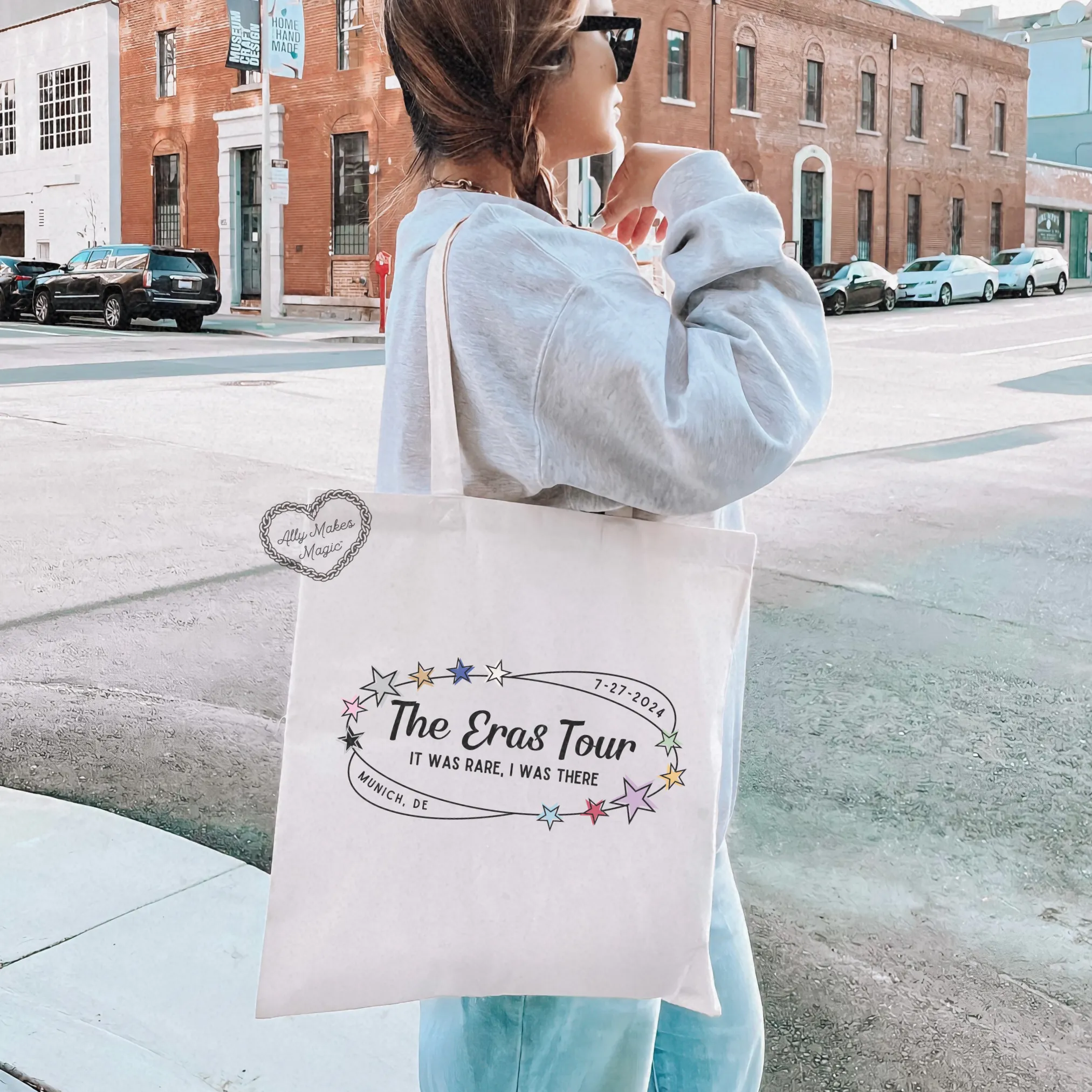 munich night 1 retro tote bag sold by Ally Makes Magic product image thumbnail 2