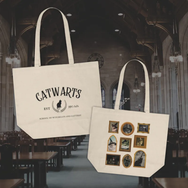 catwarts tote bag sold by Ally Makes Magic