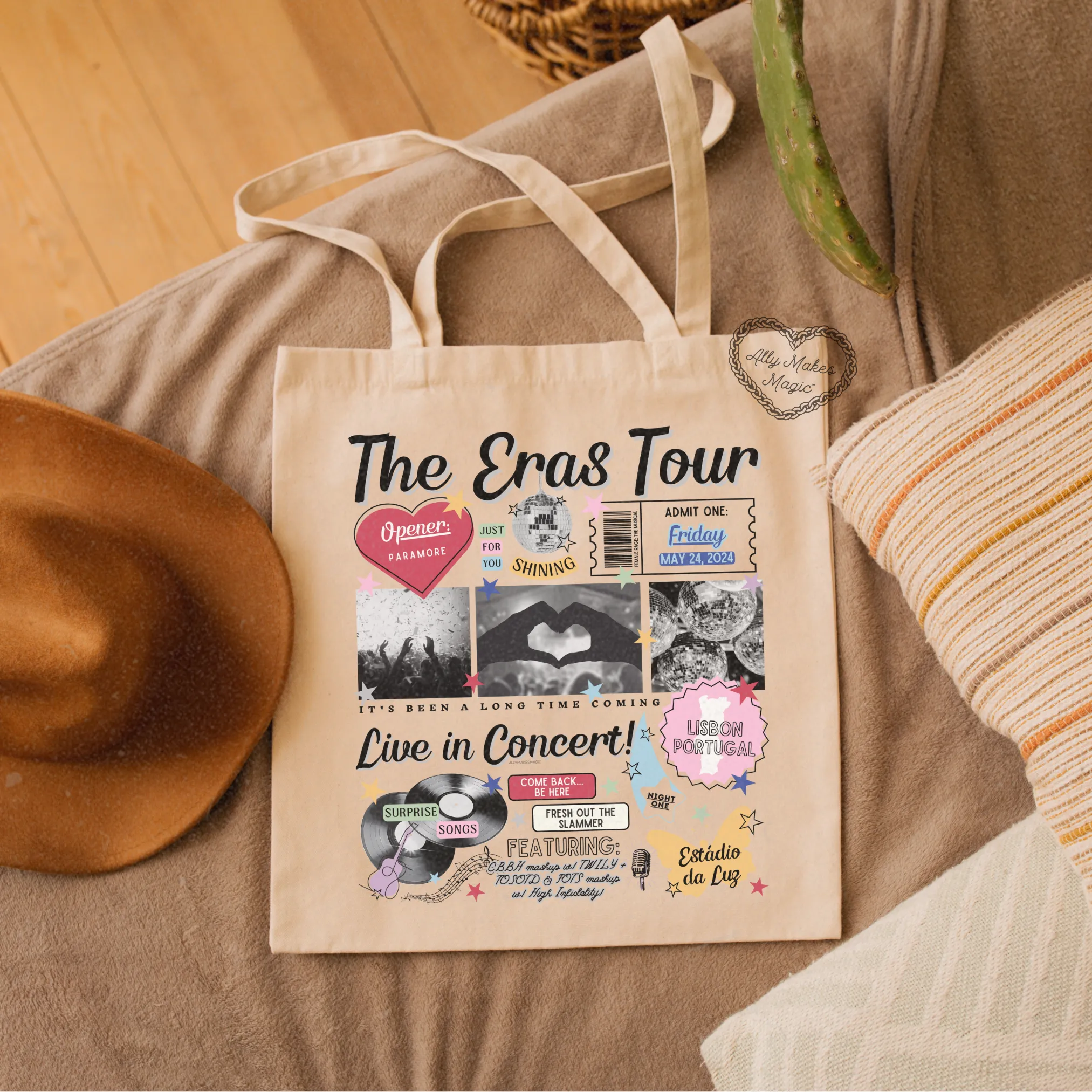 lisbon night 1 retro tote bag sold by Ally Makes Magic