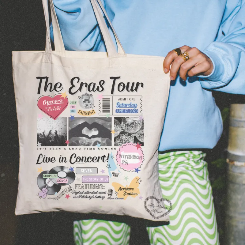 pittsburgh night 2 retro tote bag sold by Ally Makes Magic