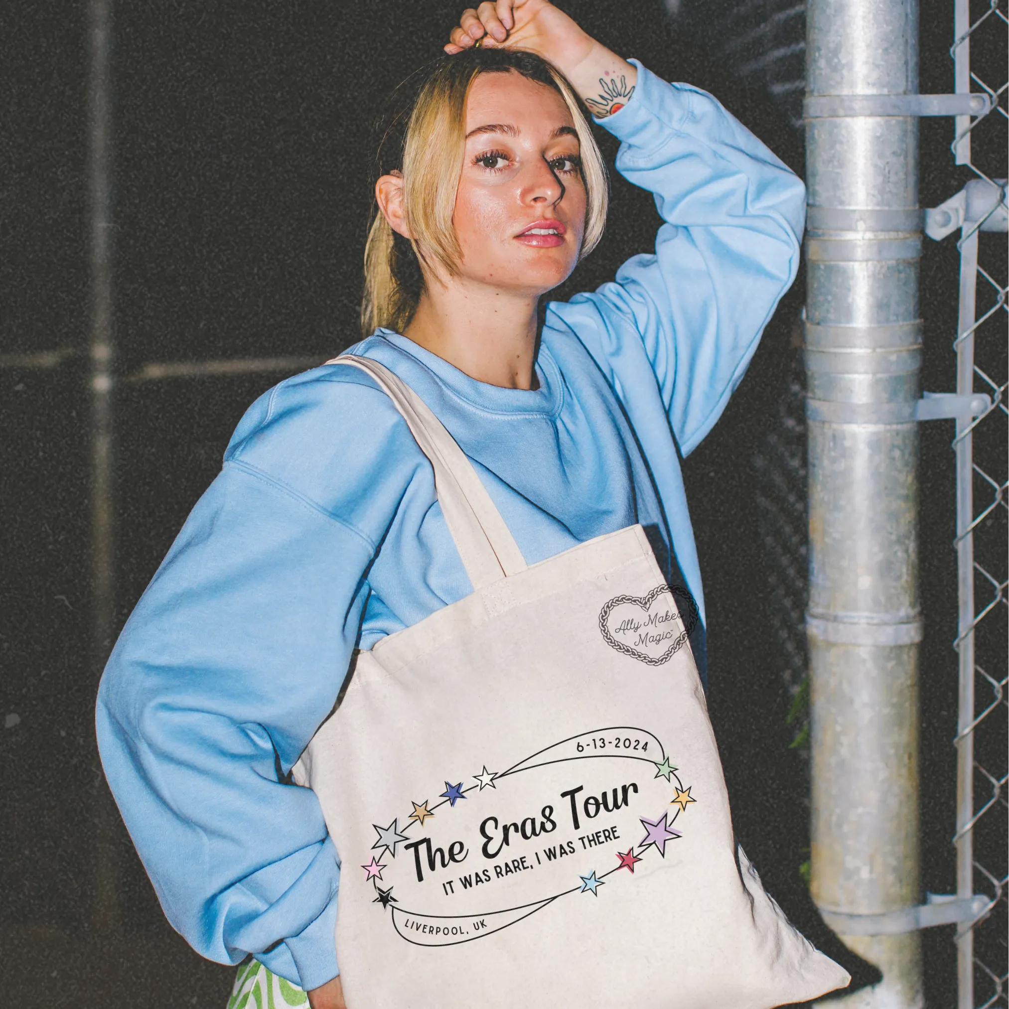 liverpool night 1 retro tote bag sold by Ally Makes Magic product image thumbnail 2