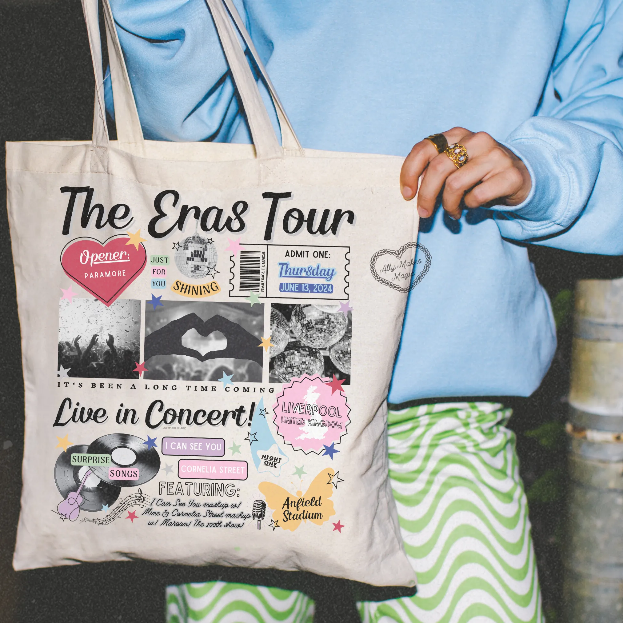 liverpool night 1 retro tote bag sold by Ally Makes Magic