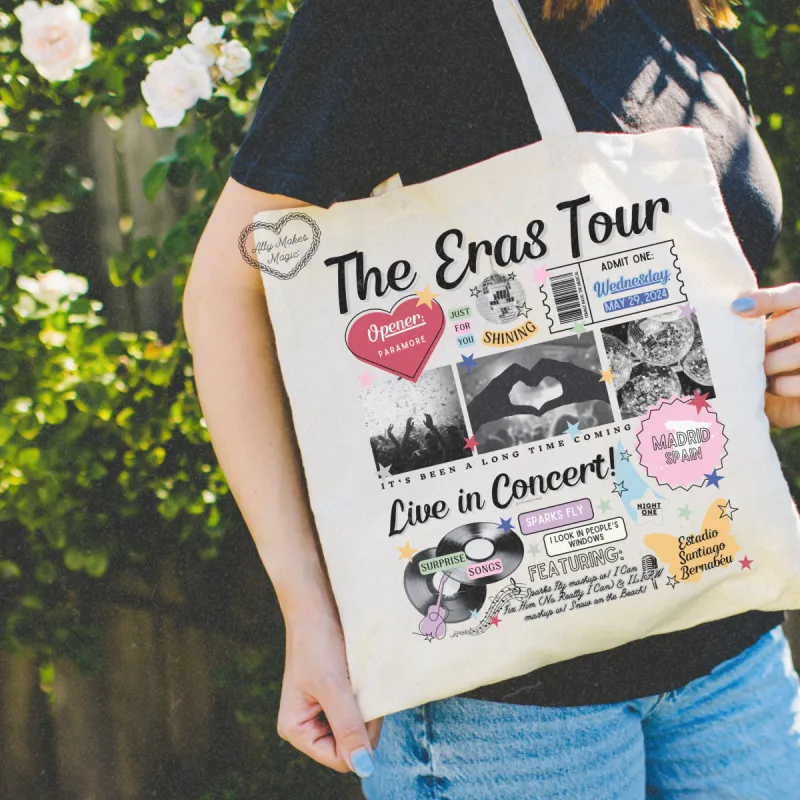 madrid night 1 retro tote bag sold by Ally Makes Magic