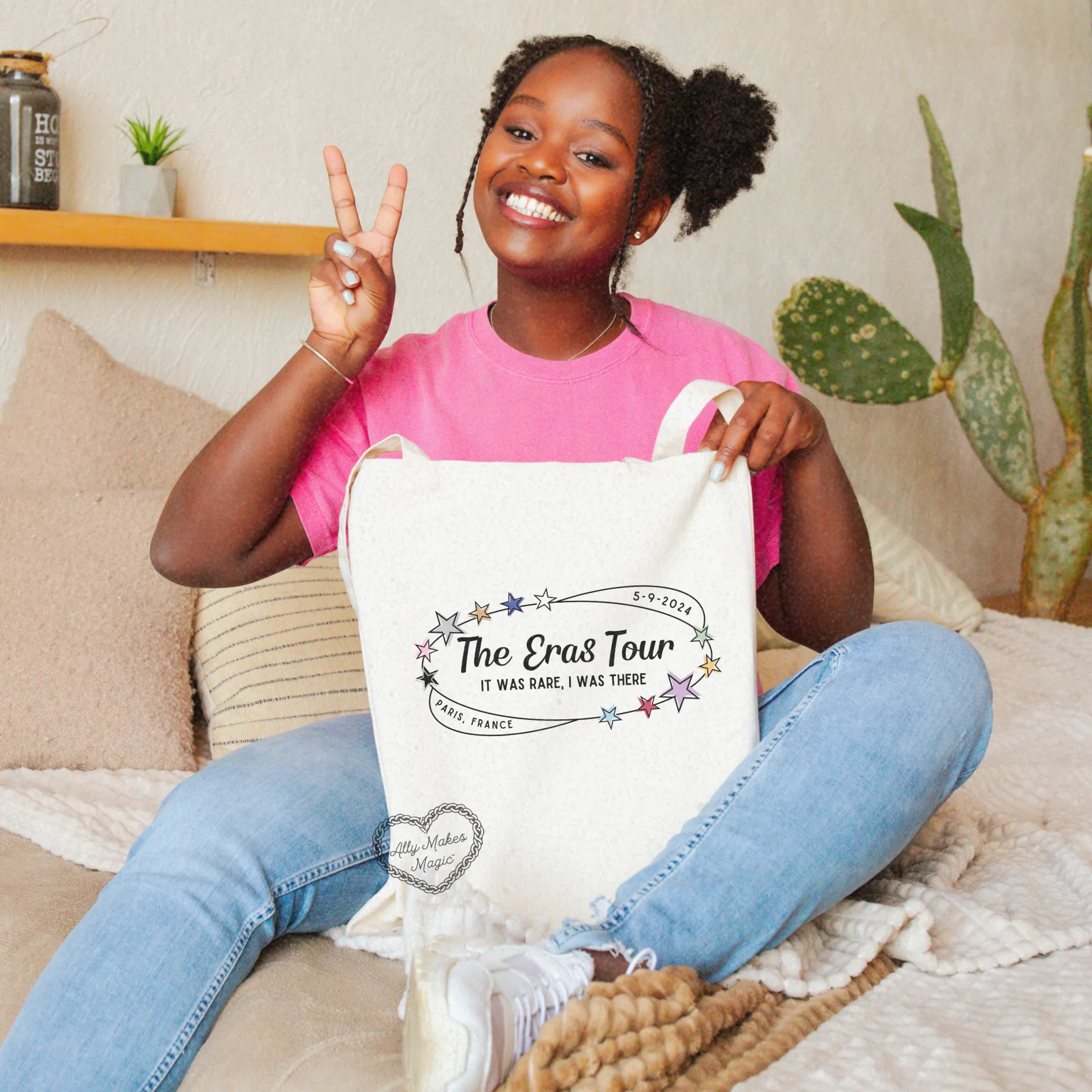 paris night 1 retro tote bag sold by Ally Makes Magic product image thumbnail 2