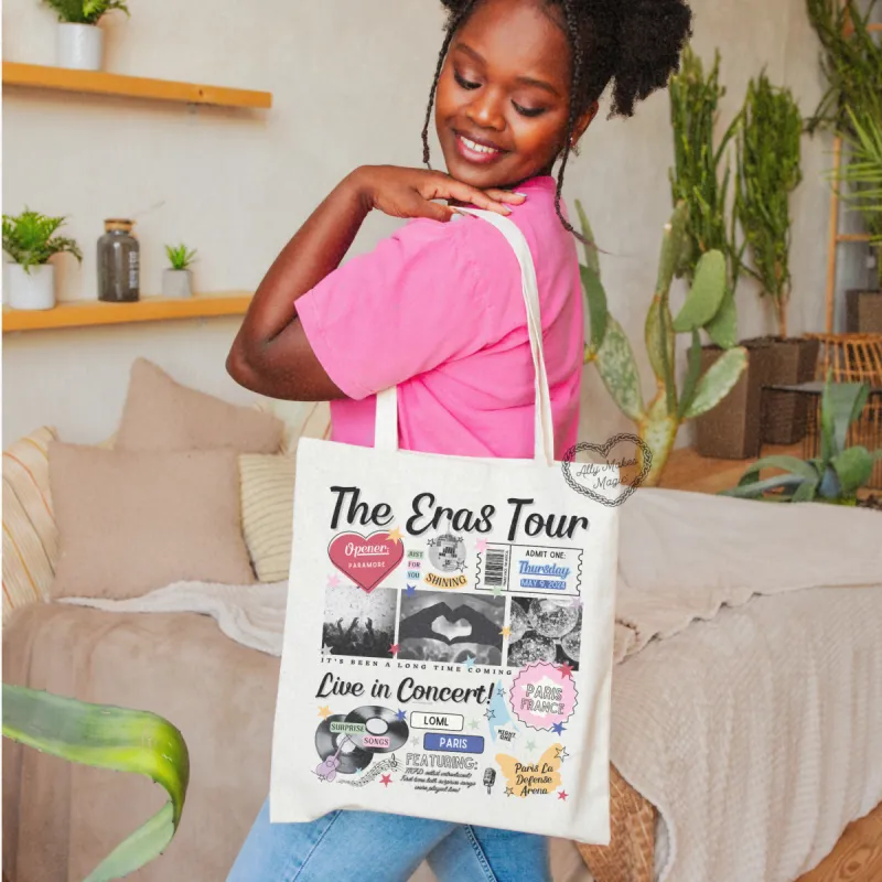 paris night 1 retro tote bag sold by Ally Makes Magic
