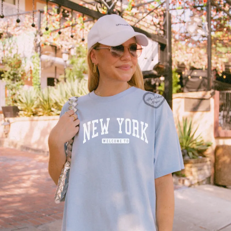 welcome to ny varsity tee sold by Ally Makes Magic