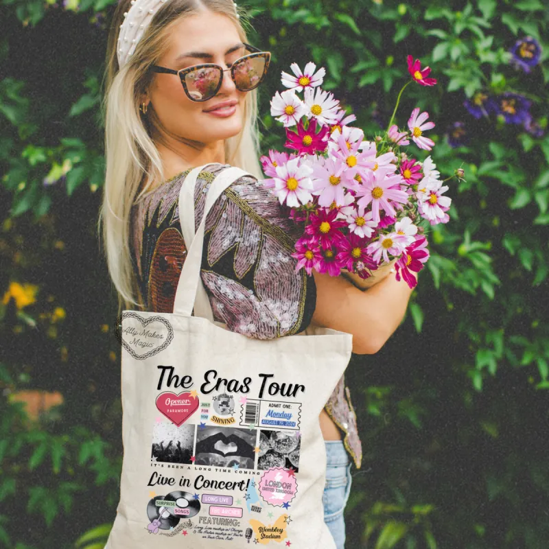 london night 7 retro tote bag sold by Ally Makes Magic