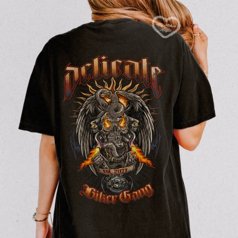 delicate biker tee sold by Ally Makes Magic