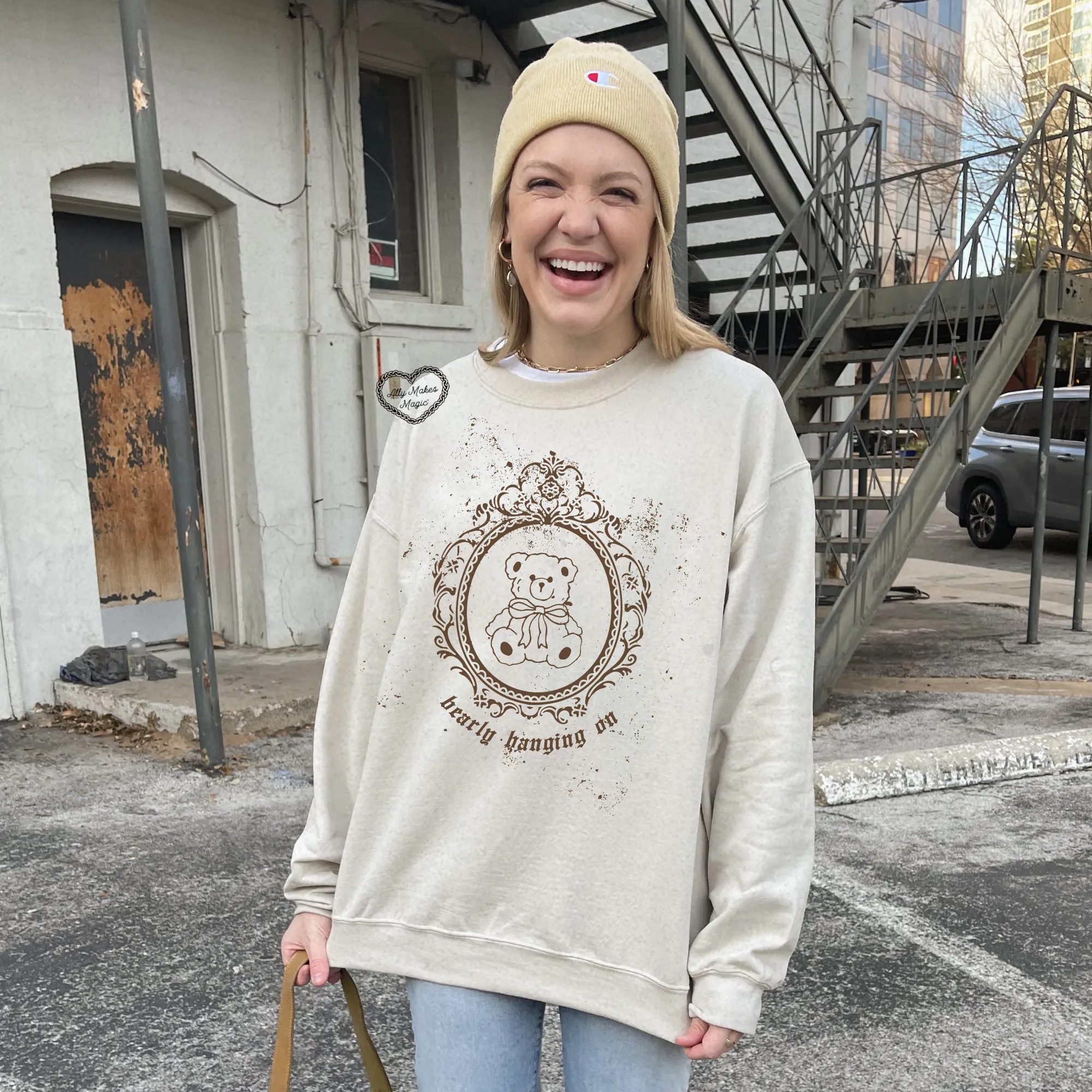 bearly hanging on sweater sold by Ally Makes Magic product image thumbnail 3