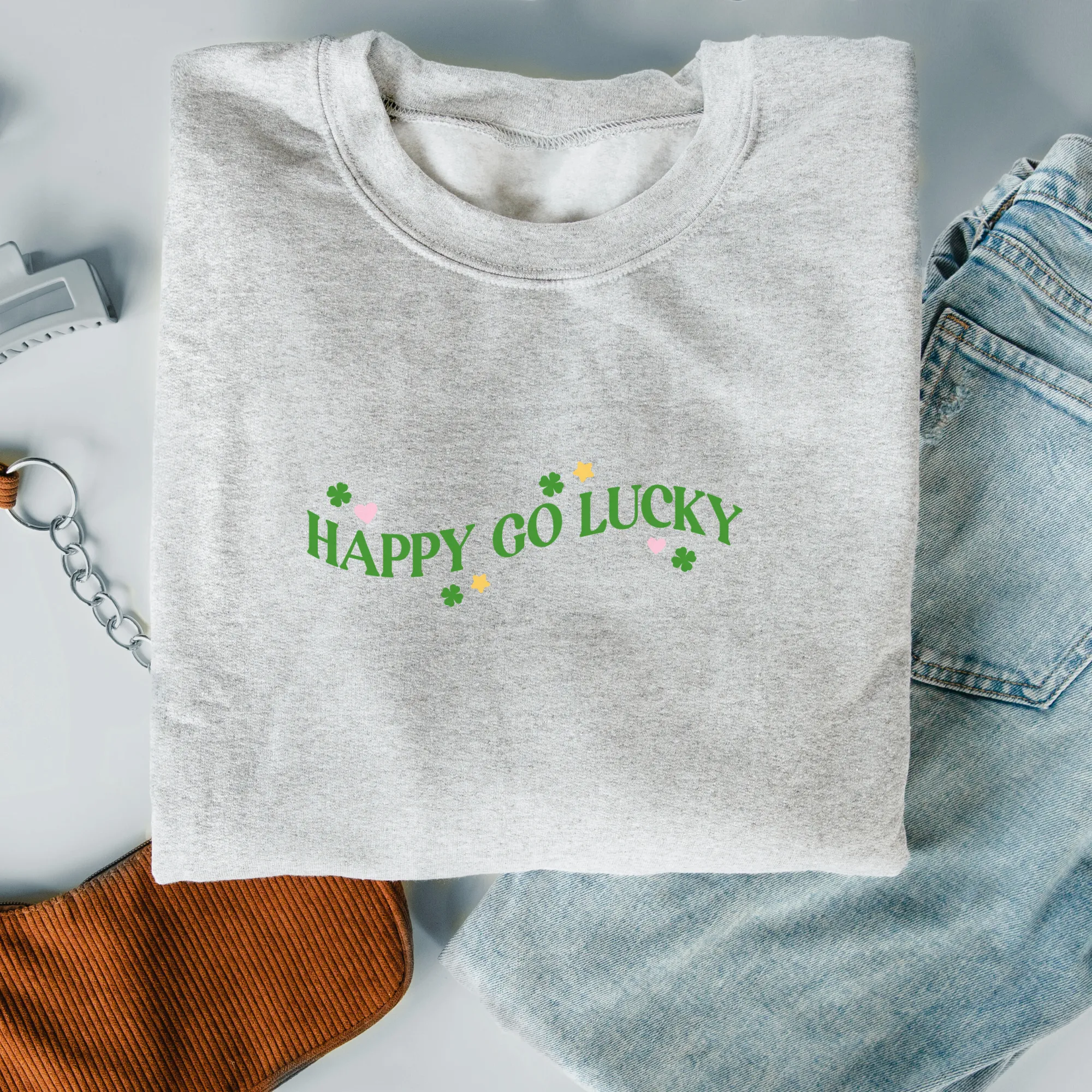 happy go lucky sweater sold by Ally Makes Magic product image thumbnail 3