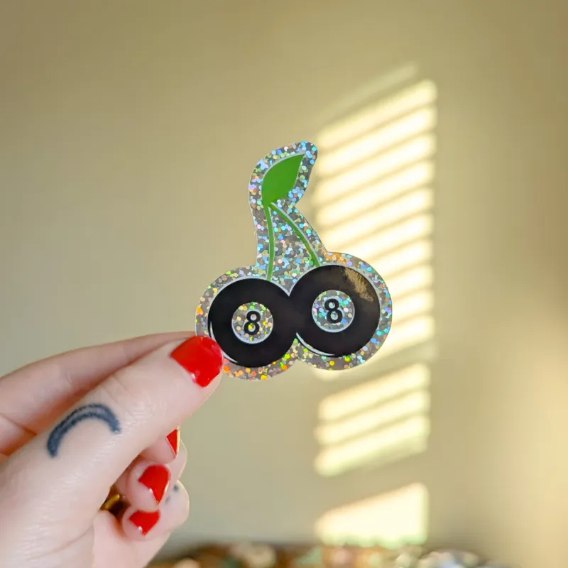 magic 8 cherries sticker made by Ally Makes Magic