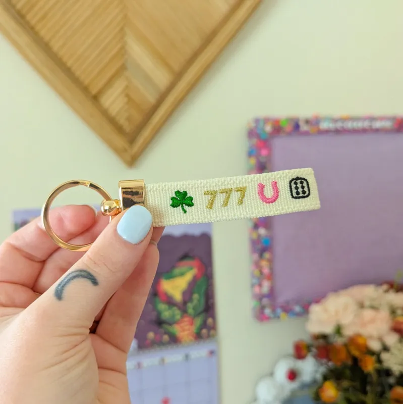 lots o' luck embroidered keychain sold by Ally Makes Magic
