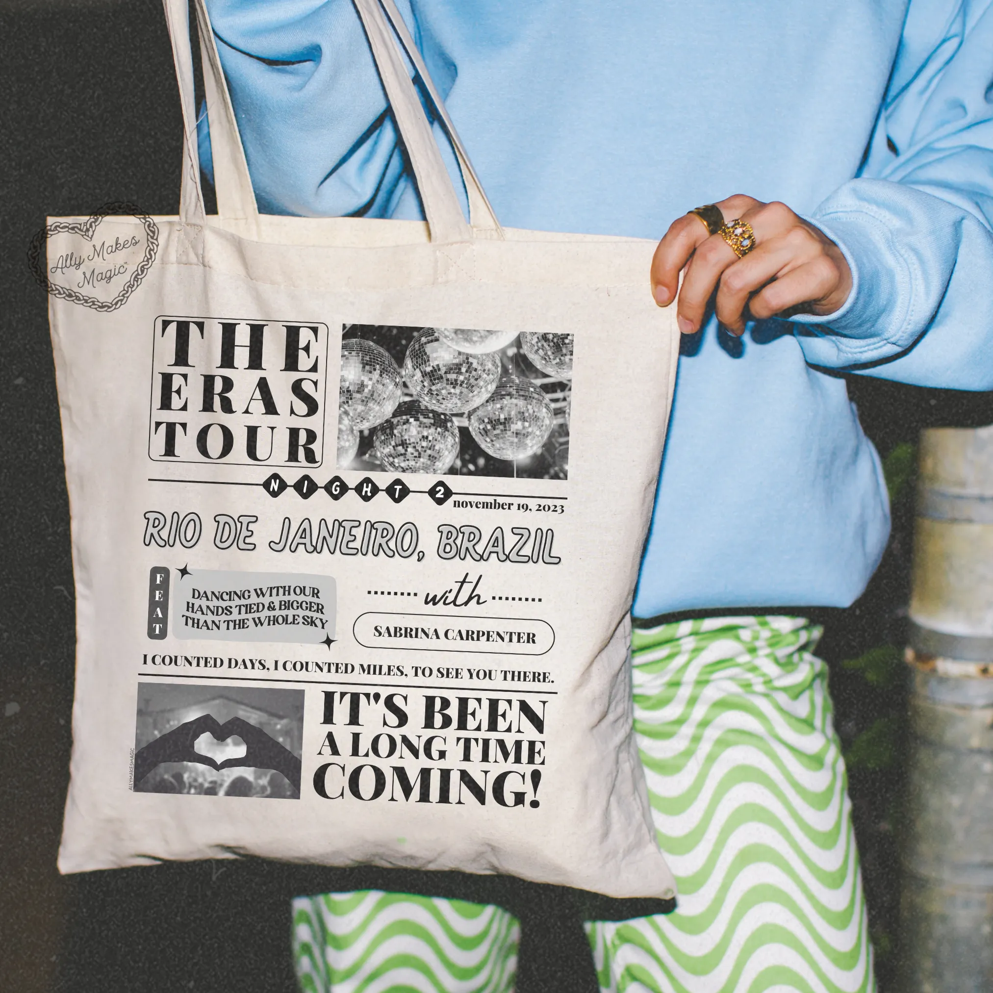 rio de janeiro night 2 tote bag *custom* sold by Ally Makes Magic product image thumbnail 3