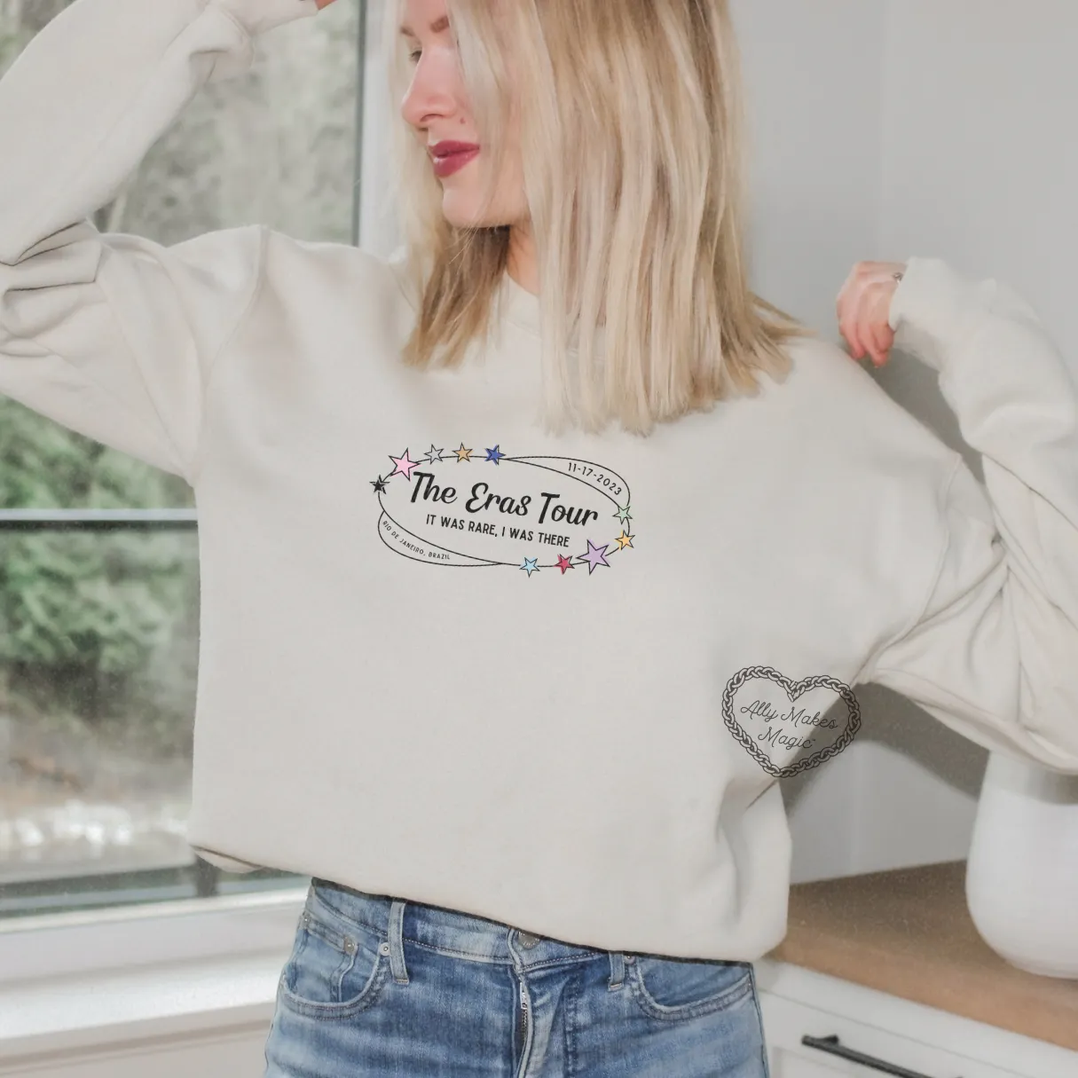 rio de janeiro night 1 retro sweater | gildan sold by Ally Makes Magic product image thumbnail 2