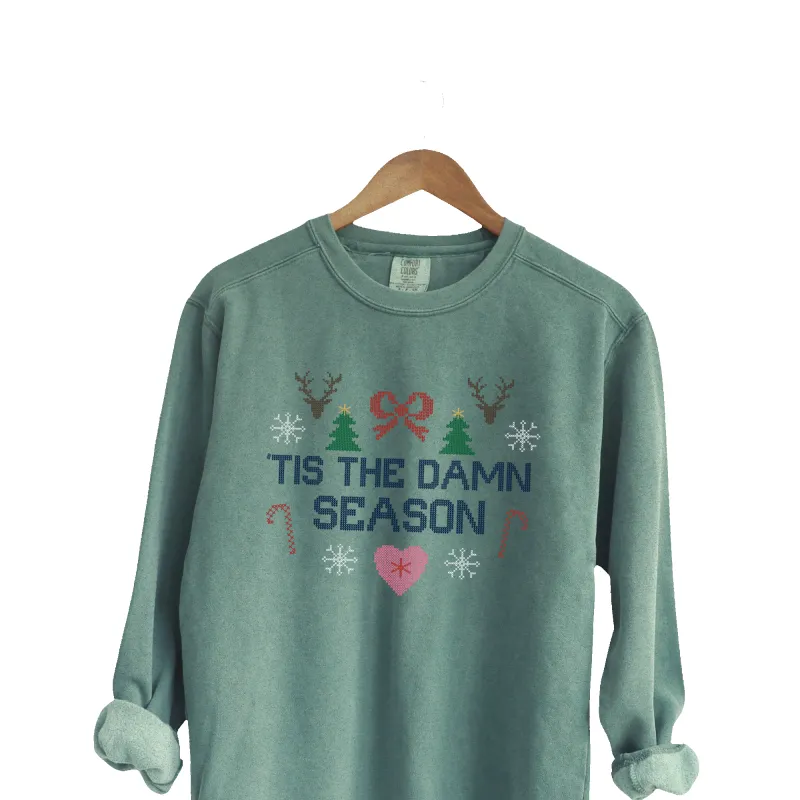 'tisthedamnseason ugly christmas sweater pullover sold by Ally Makes Magic