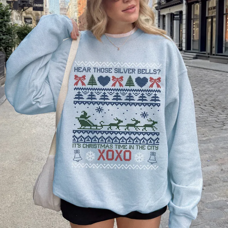 xmas in the city, xoxo ugly christmas sweater sold by Ally Makes Magic