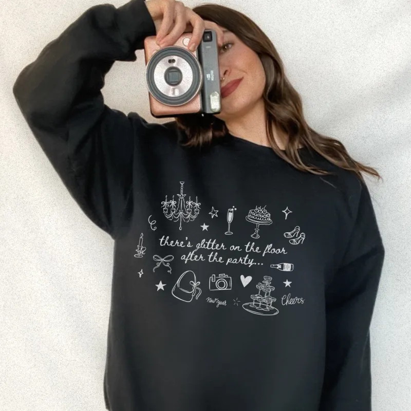 glitter on the floor sweater sold by Ally Makes Magic