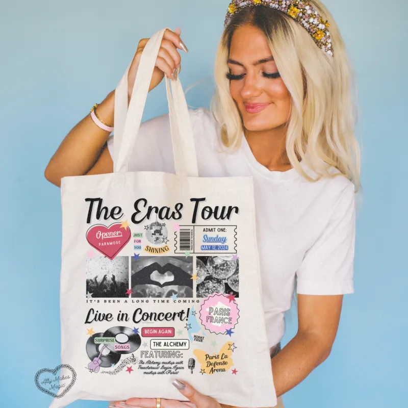 paris night 4 retro tote bag sold by Ally Makes Magic
