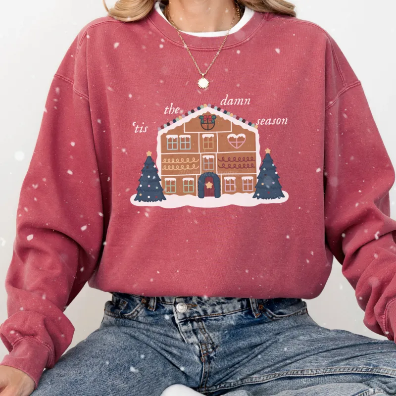 the gingerbread (lvr) house pullover sold by Ally Makes Magic