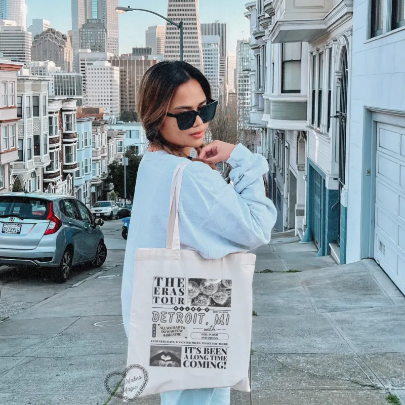 detroit night 2 tote bag sold by Ally Makes Magic