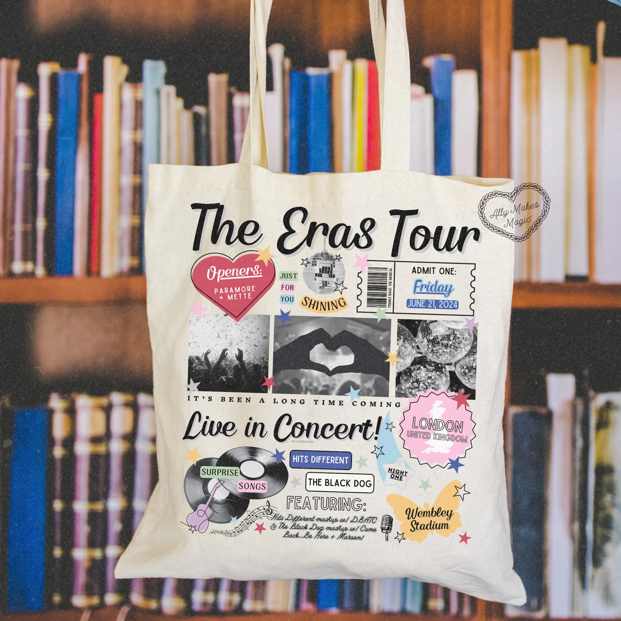 london night 1 retro tote bag sold by Ally Makes Magic