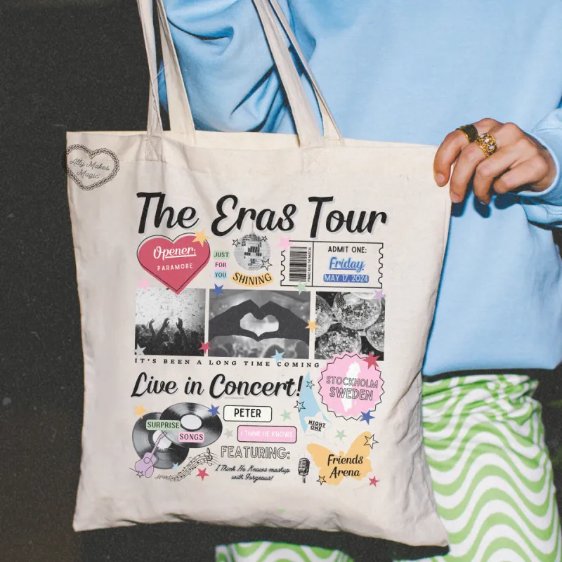 stockholm night 1 retro tote bag sold by Ally Makes Magic