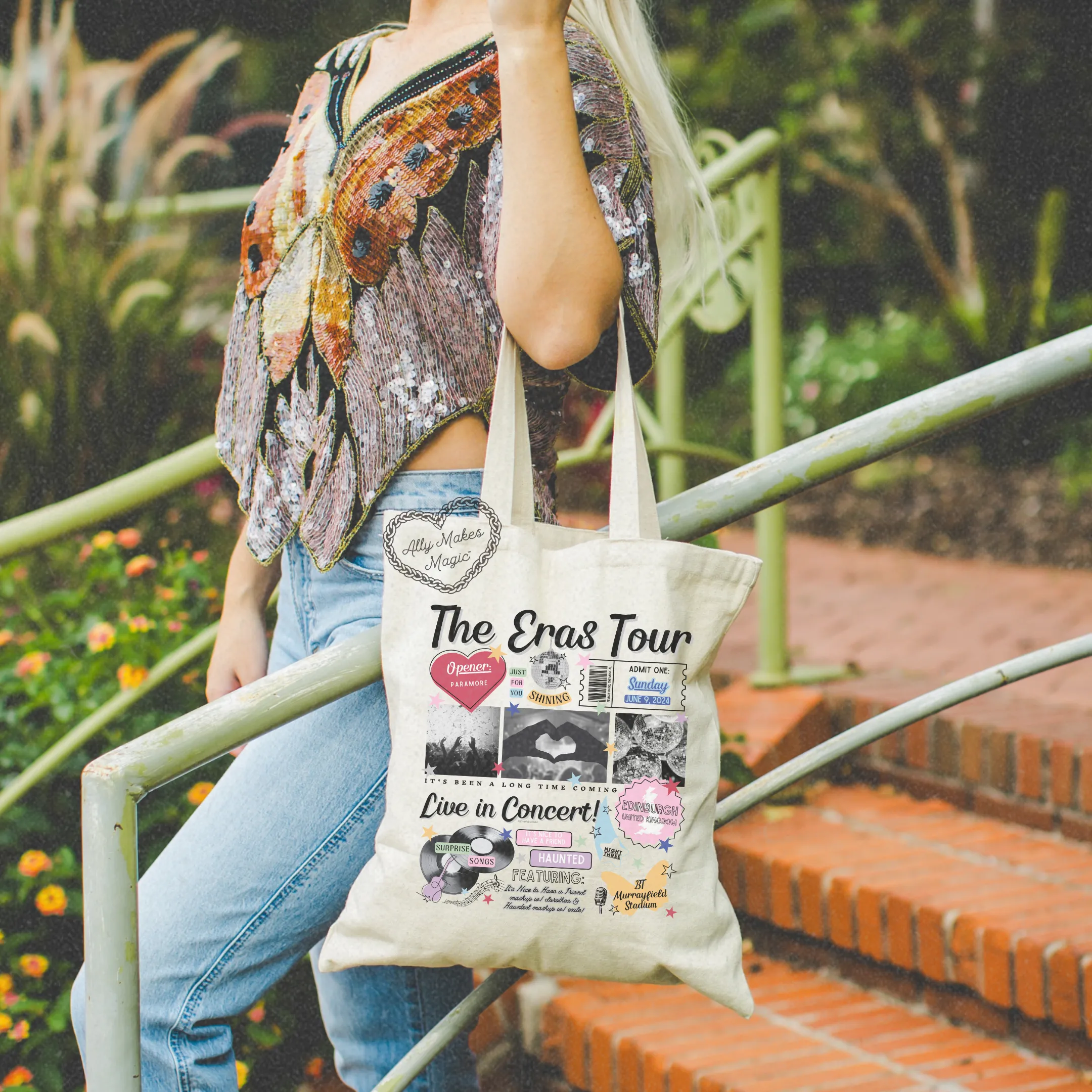 edinburgh night 3 retro tote bag sold by Ally Makes Magic