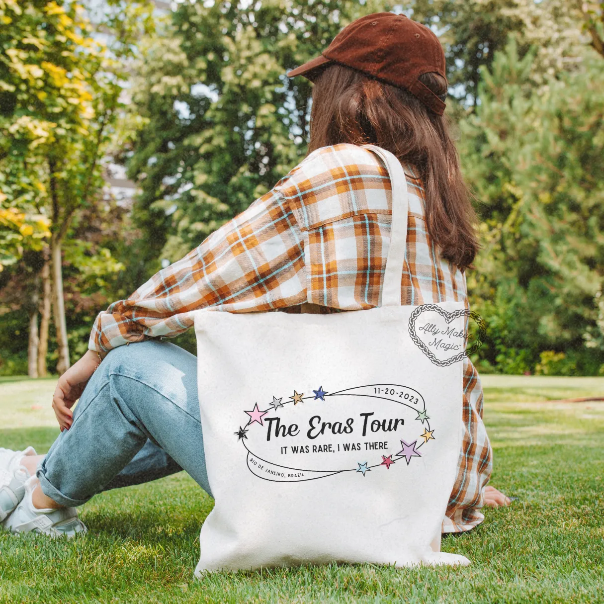 rio de janeiro night 3 retro tote bag sold by Ally Makes Magic product image thumbnail 2