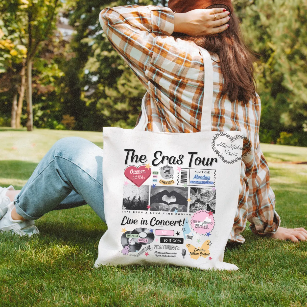 rio de janeiro night 3 retro tote bag sold by Ally Makes Magic