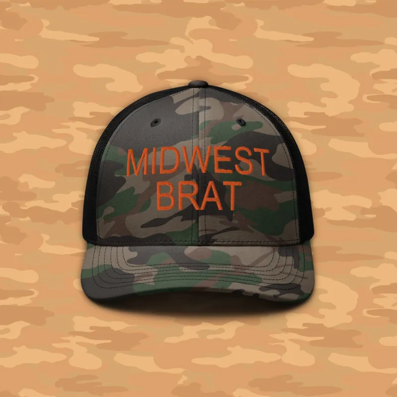midwest brat trucker hat (orange) sold by Ally Makes Magic