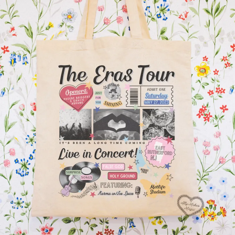 east rutherford night 2 retro tote bag sold by Ally Makes Magic