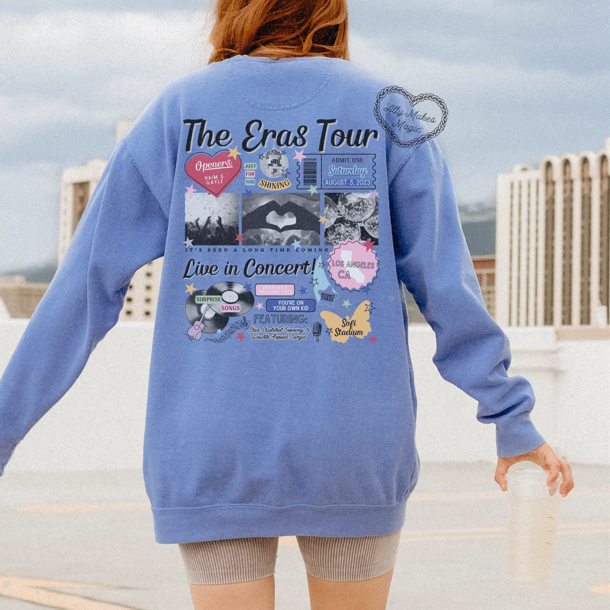 los angeles night 3 retro pullover | comfort colors sold by Ally Makes Magic