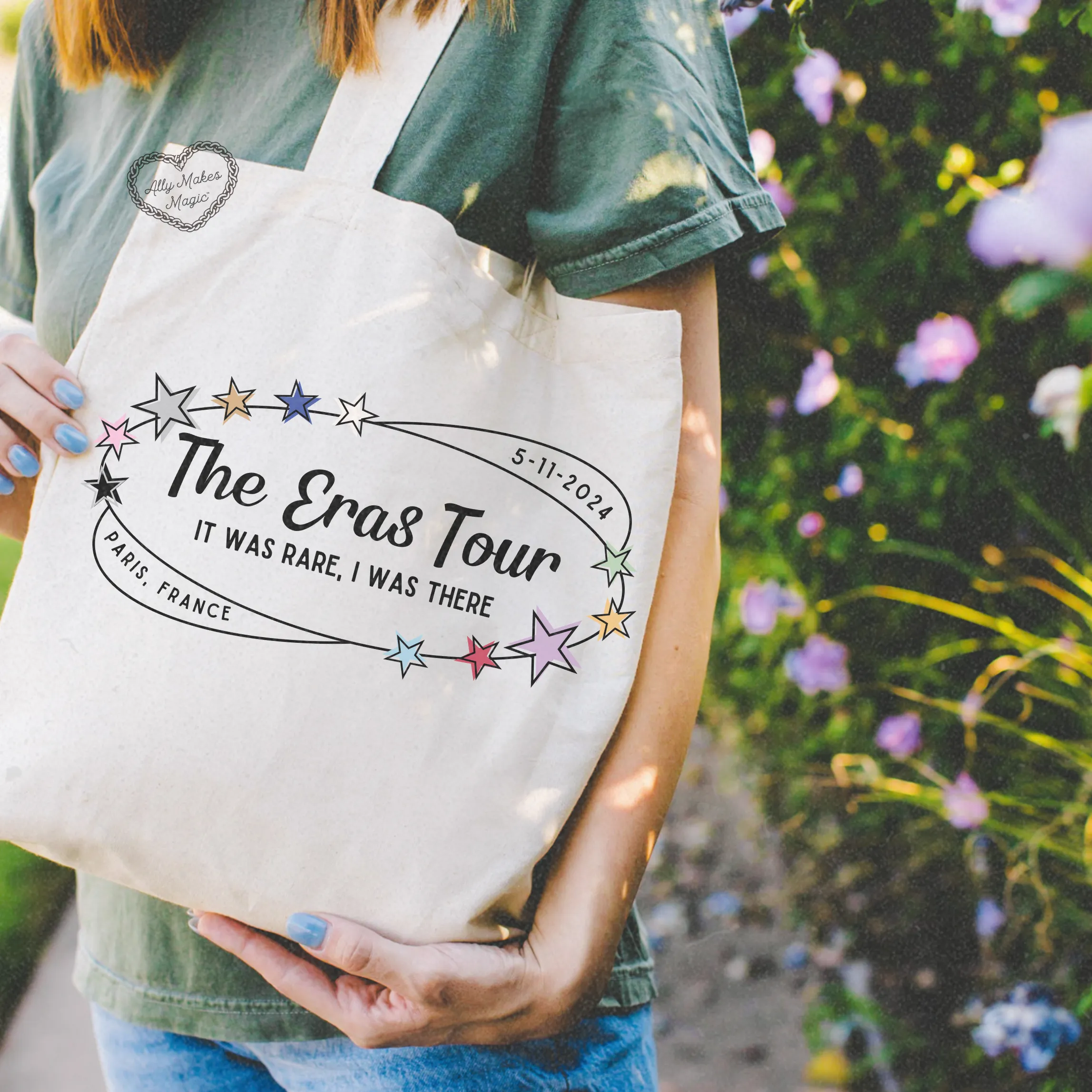 paris night 3 retro tote bag sold by Ally Makes Magic product image thumbnail 2