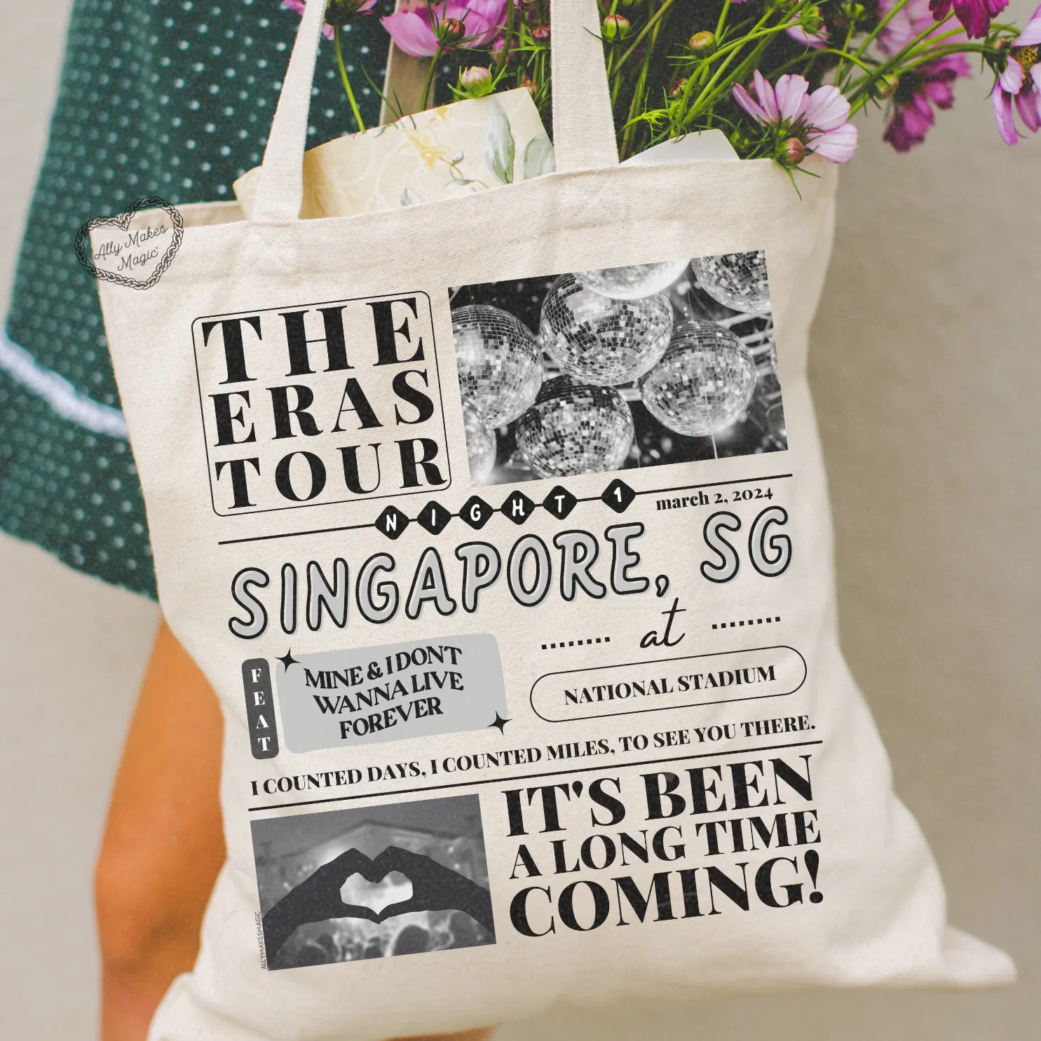 singapore night 1 tote bag sold by Ally Makes Magic