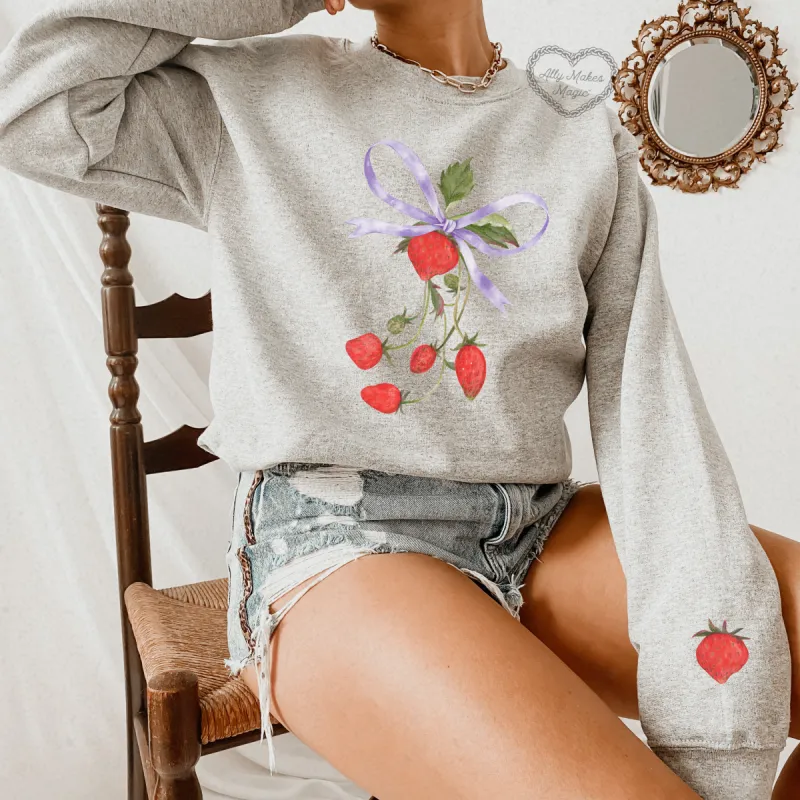 strawbowwie crewneck sold by Ally Makes Magic