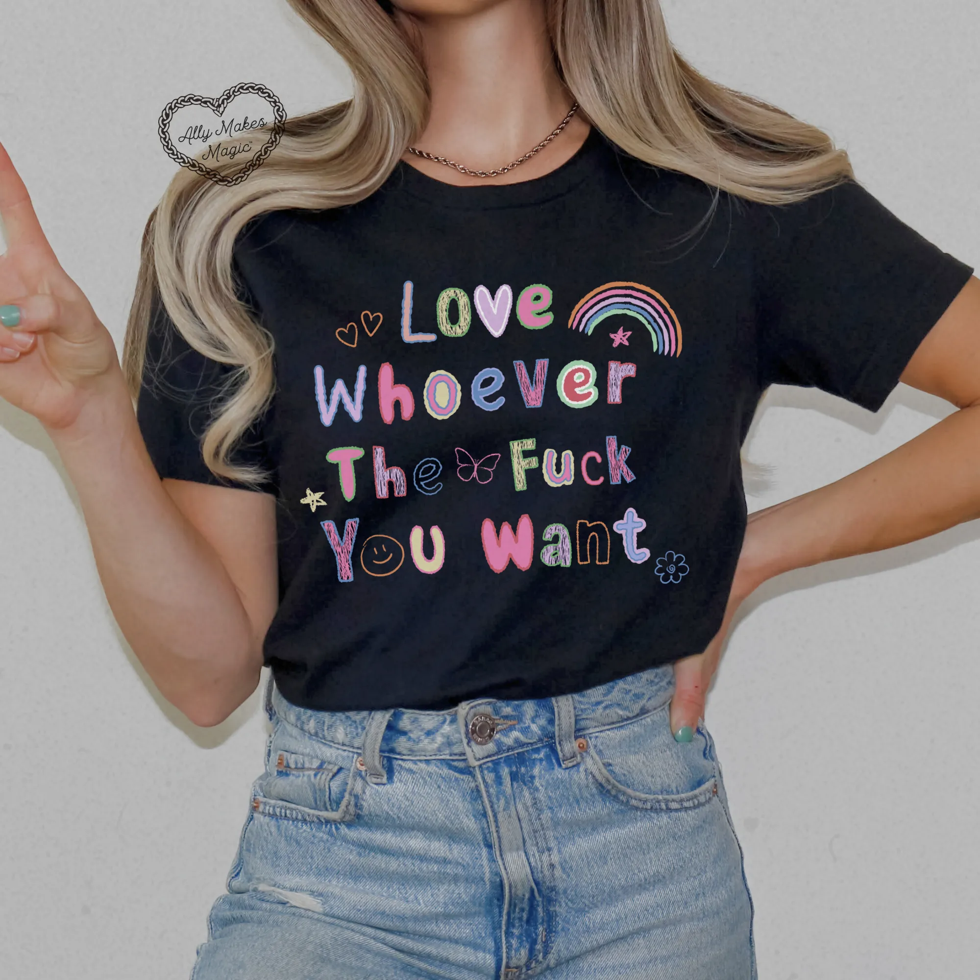 love whoever u want tee sold by Ally Makes Magic product image thumbnail 3