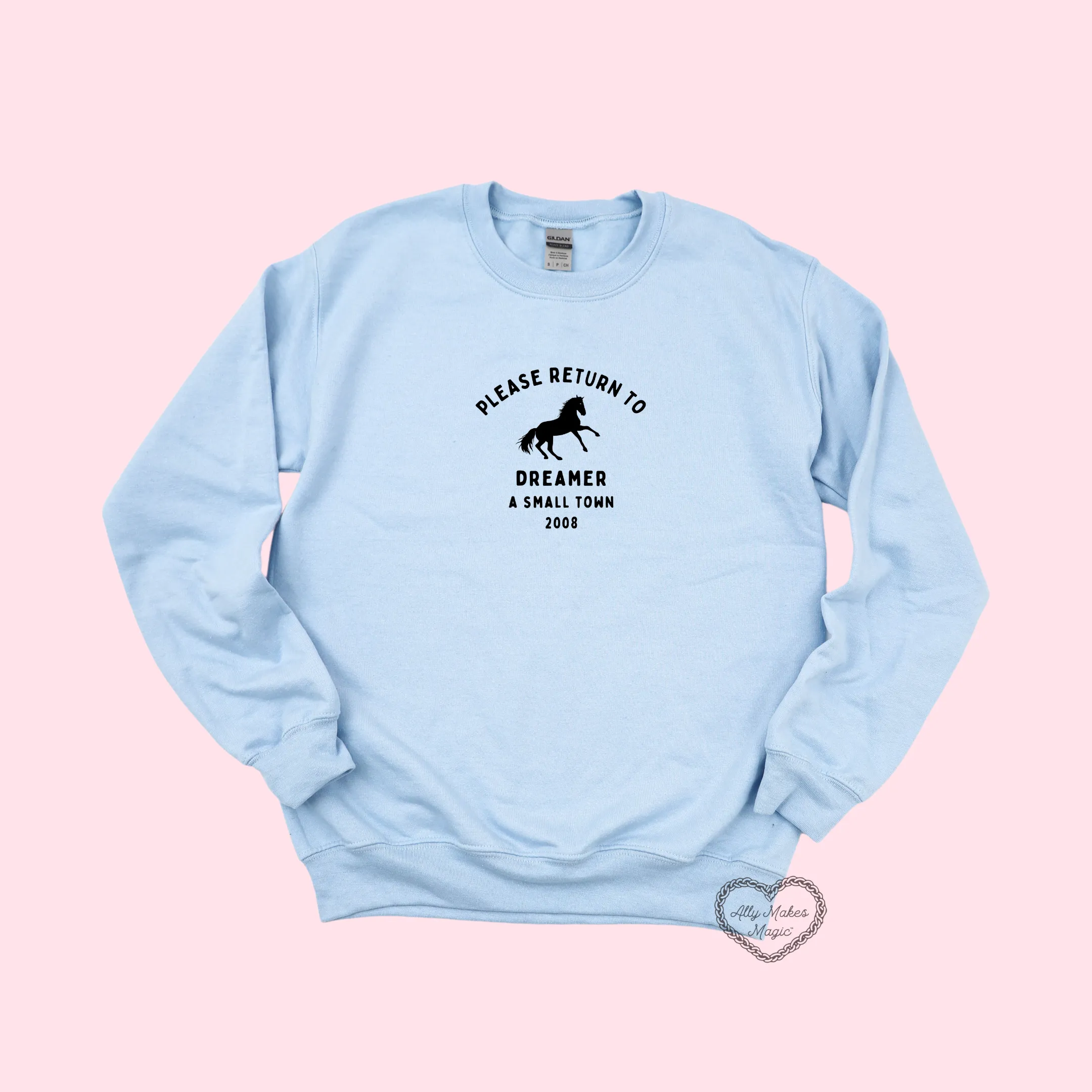 white horse crewneck sold by Ally Makes Magic