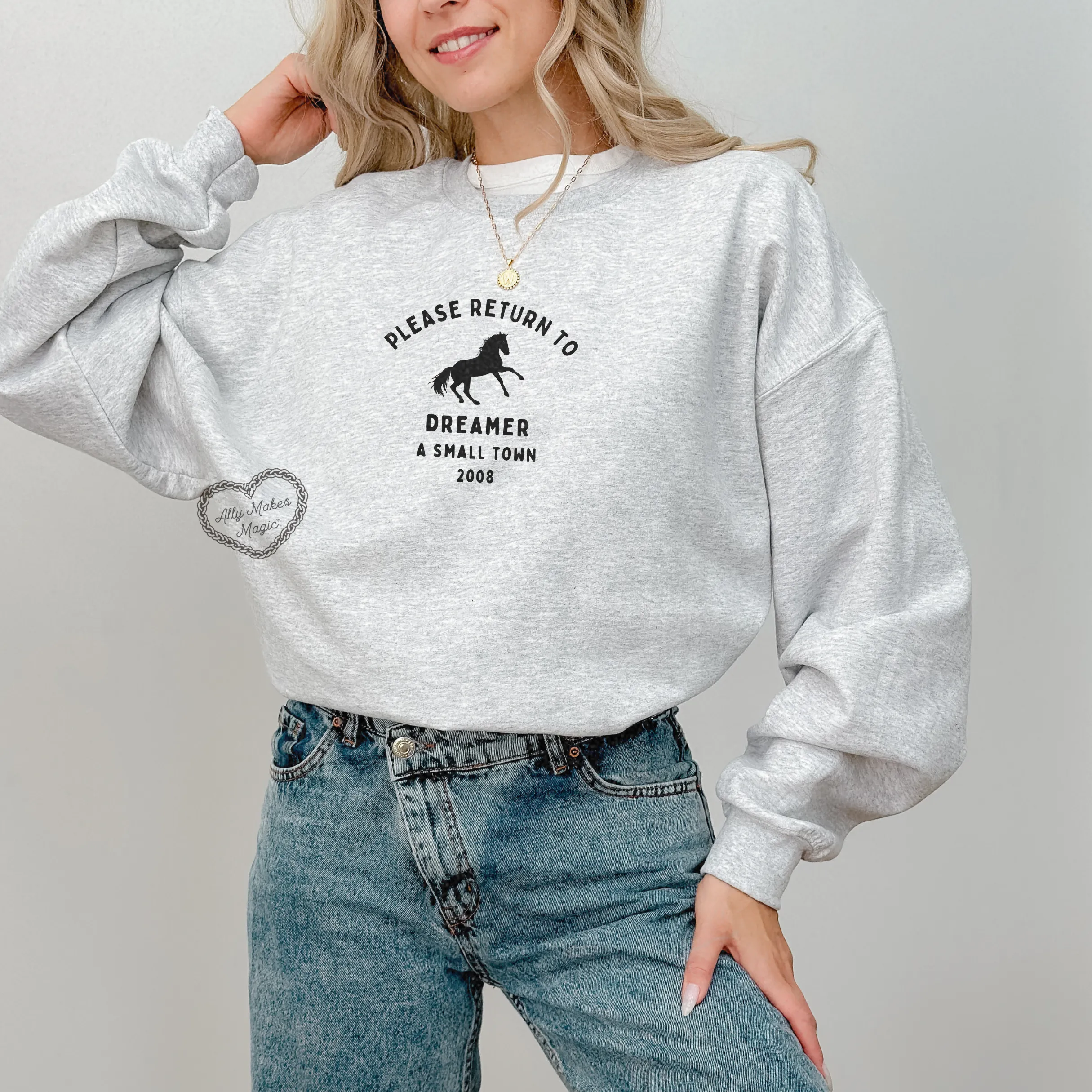 white horse crewneck sold by Ally Makes Magic product image thumbnail 3