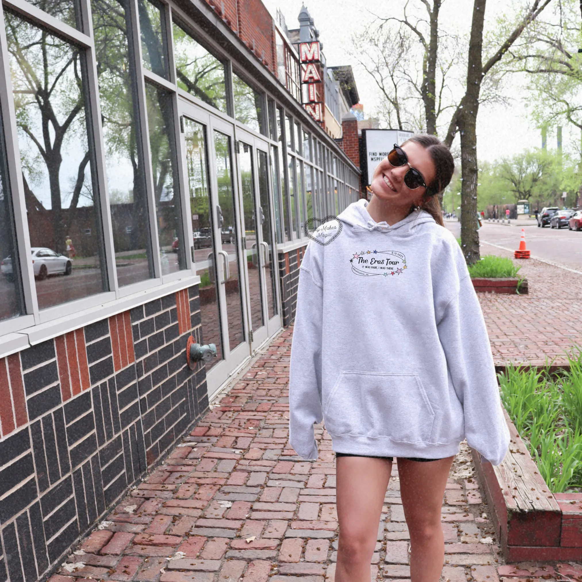 philadelphia night 1 retro hoodie sold by Ally Makes Magic product image thumbnail 2