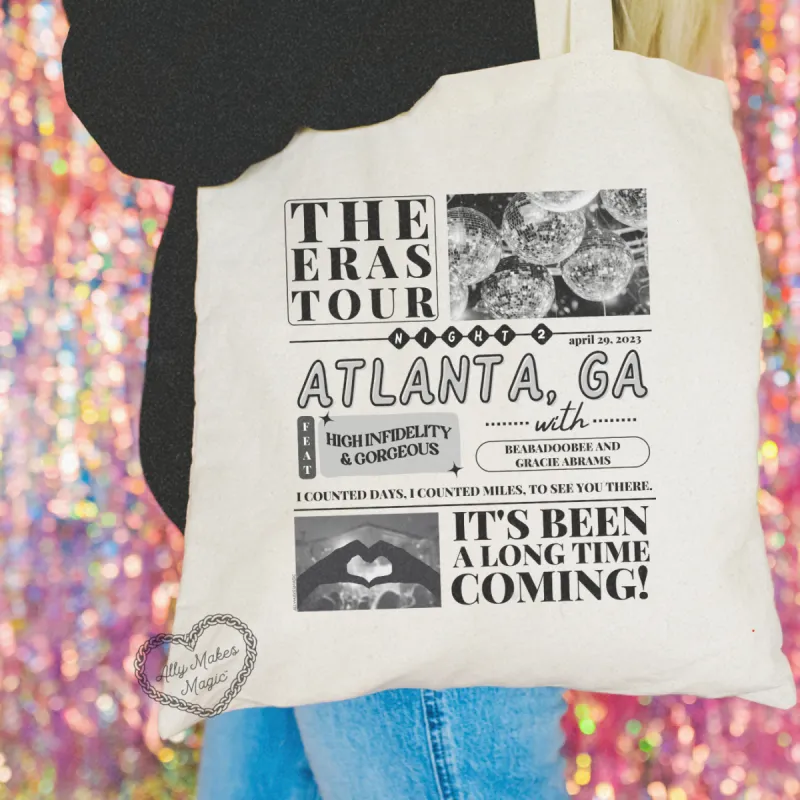 atlanta night 1 tote bag sold by Ally Makes Magic